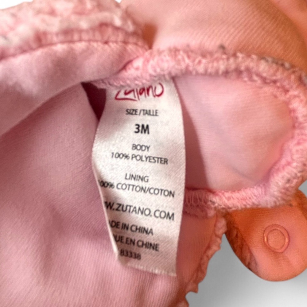 Zutano Furry Gripper Baby Bootie - Baby Pink  3 Months Girl Snap Buttons - Picture 4 of 4